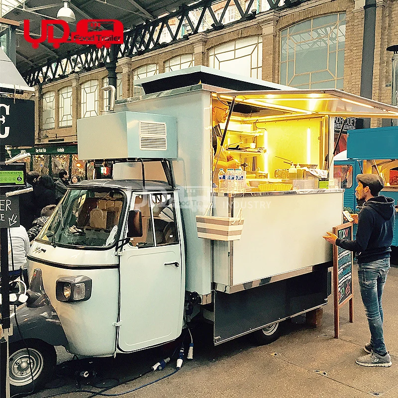 Elettrico 3 Ruote Piaggio Ape Food Truck Street Beer Bar Carrello Mobile Triciclo Food Cart Pizza Truck Con Completamente Attrezzato