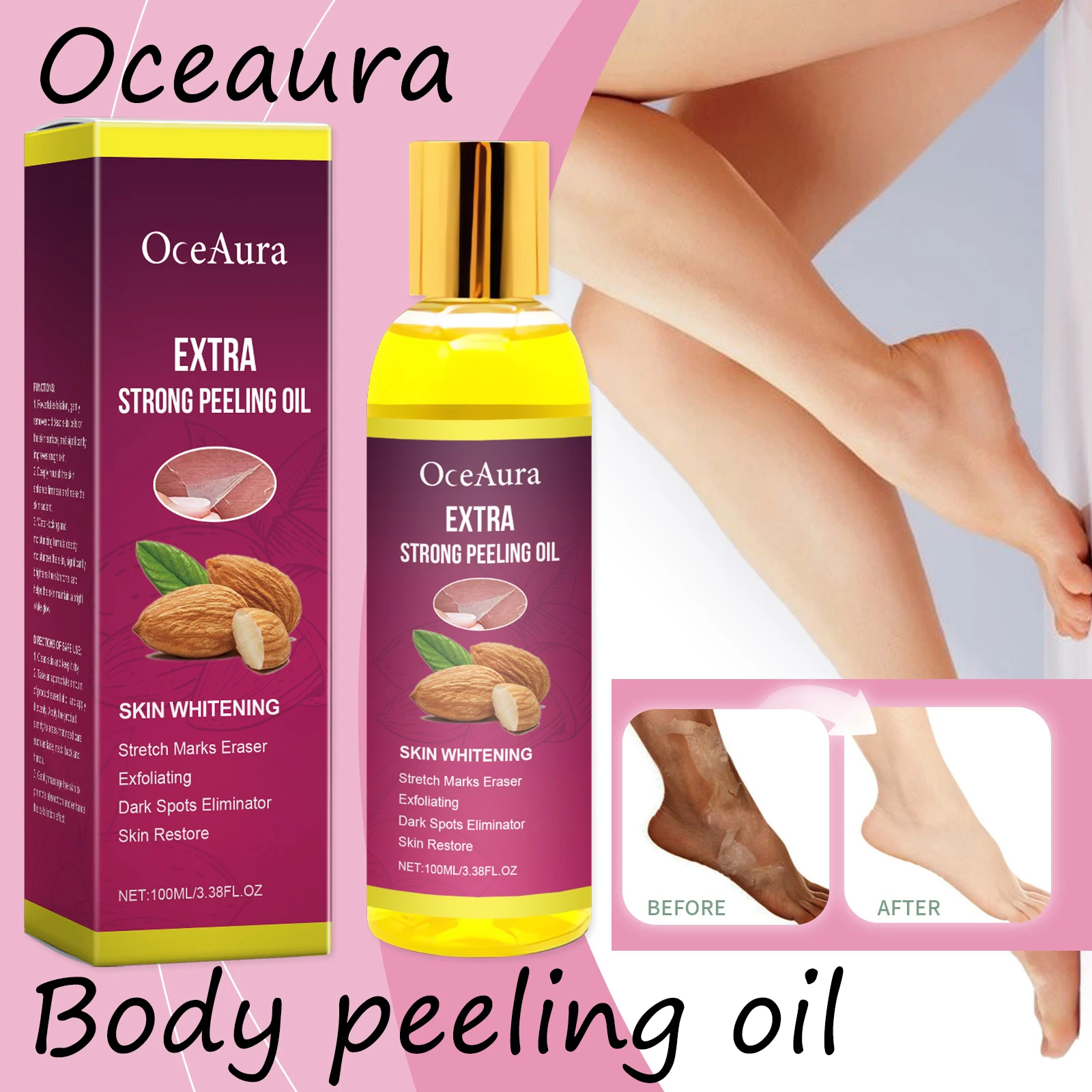Oceaura Body Exfoliating Oil - Moisturizing Peeling Oil for Dead Skin  Dark Spot Removal