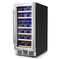 ICYGLEE 15 Inch Wine Cooler Dual Zone Wine Fridge with Digital Temperature Control with Double Layer Glass Door 33 Bottles 1