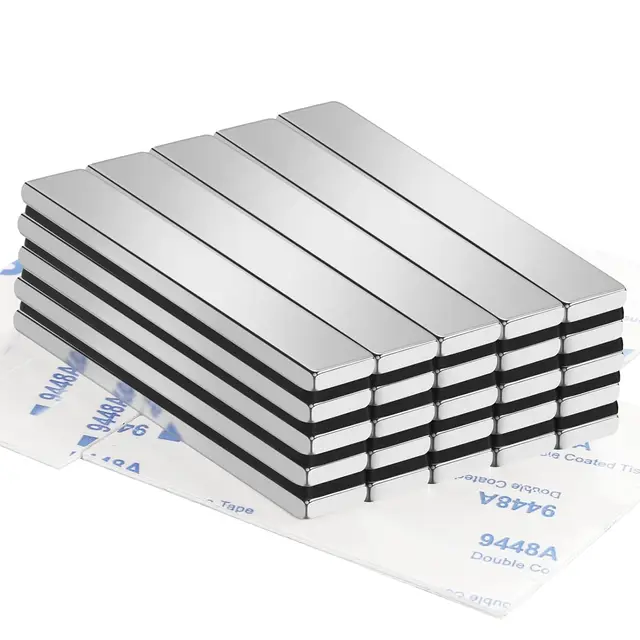 แม่เหล็กนีโอไดเมียมที่แข็งแกร่ง แม่เหล็กแท่งธาตุหายากถาวรที่ทรงพลัง พร้อมกาวสองด้าน แม่เหล็กแท่งแบนนีโอไดเมียมสำหรับงานหนัก 1