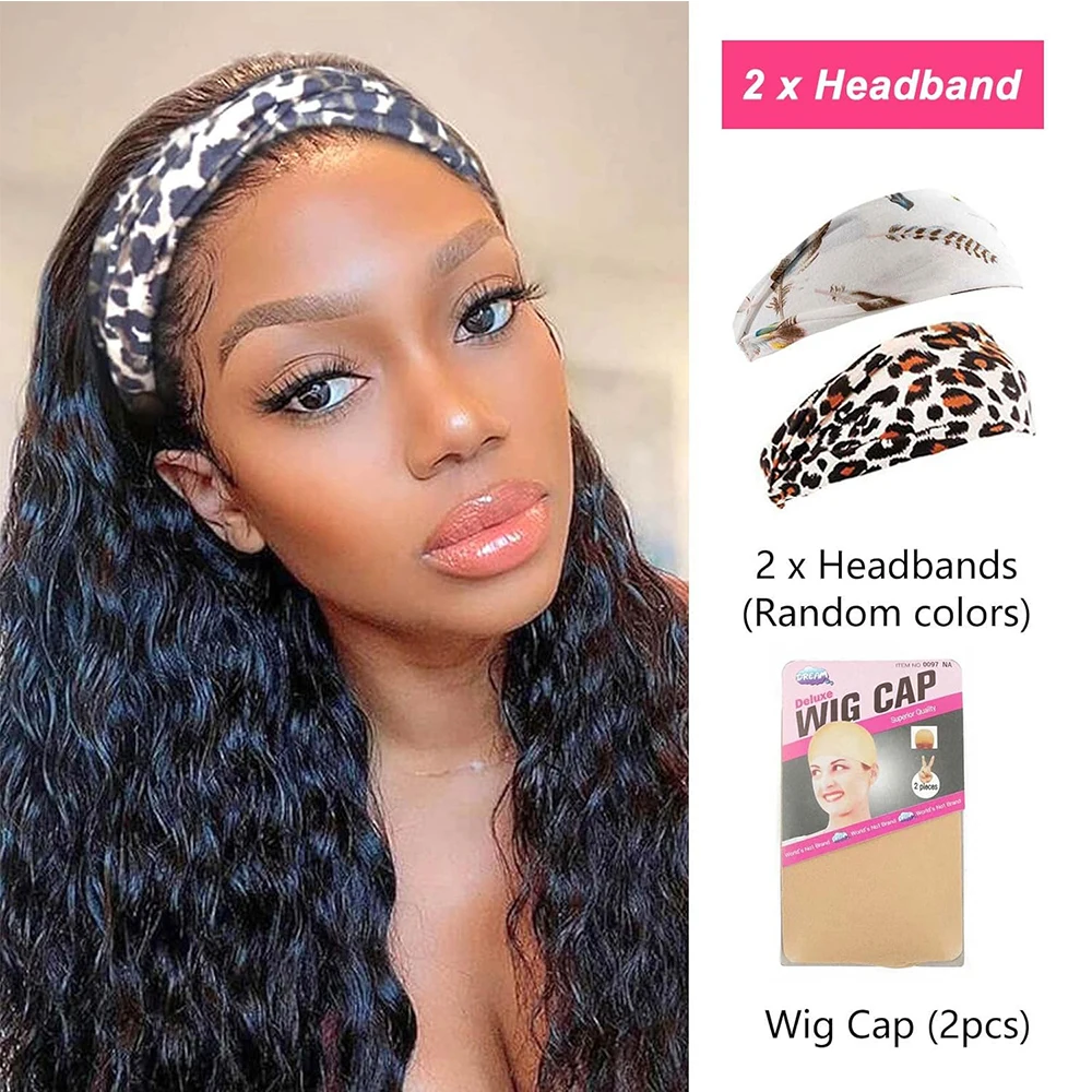 Curly Headband Wigs Human Hair Glueless Wig Human Hair Ready to Wear Deep Curly Remy Human Hair Wigs Headband Wig Human Hair