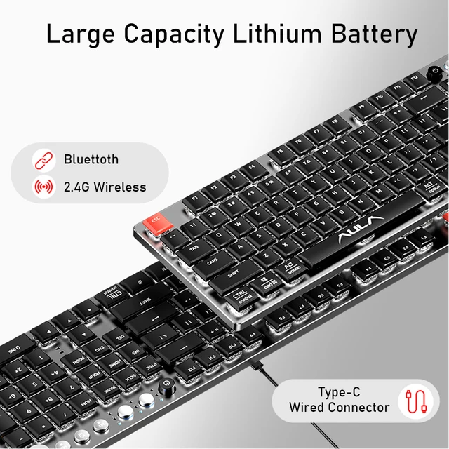 TASTIERA MECCANICA WIRELESS 2.4G Connessione Doppia Modalità (albero - Foto 5