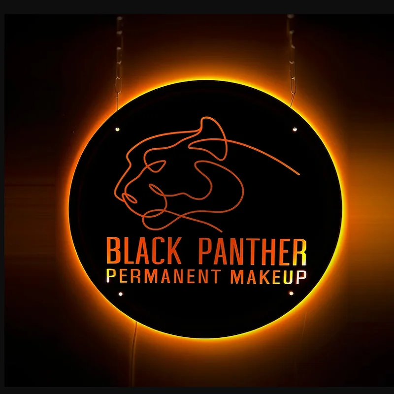 

Custom Acrylic Black Business Metal Sign, Neon Lights, Name Logo for Office, Beauty Salon, Custom Plaques, Hair Studio Sign