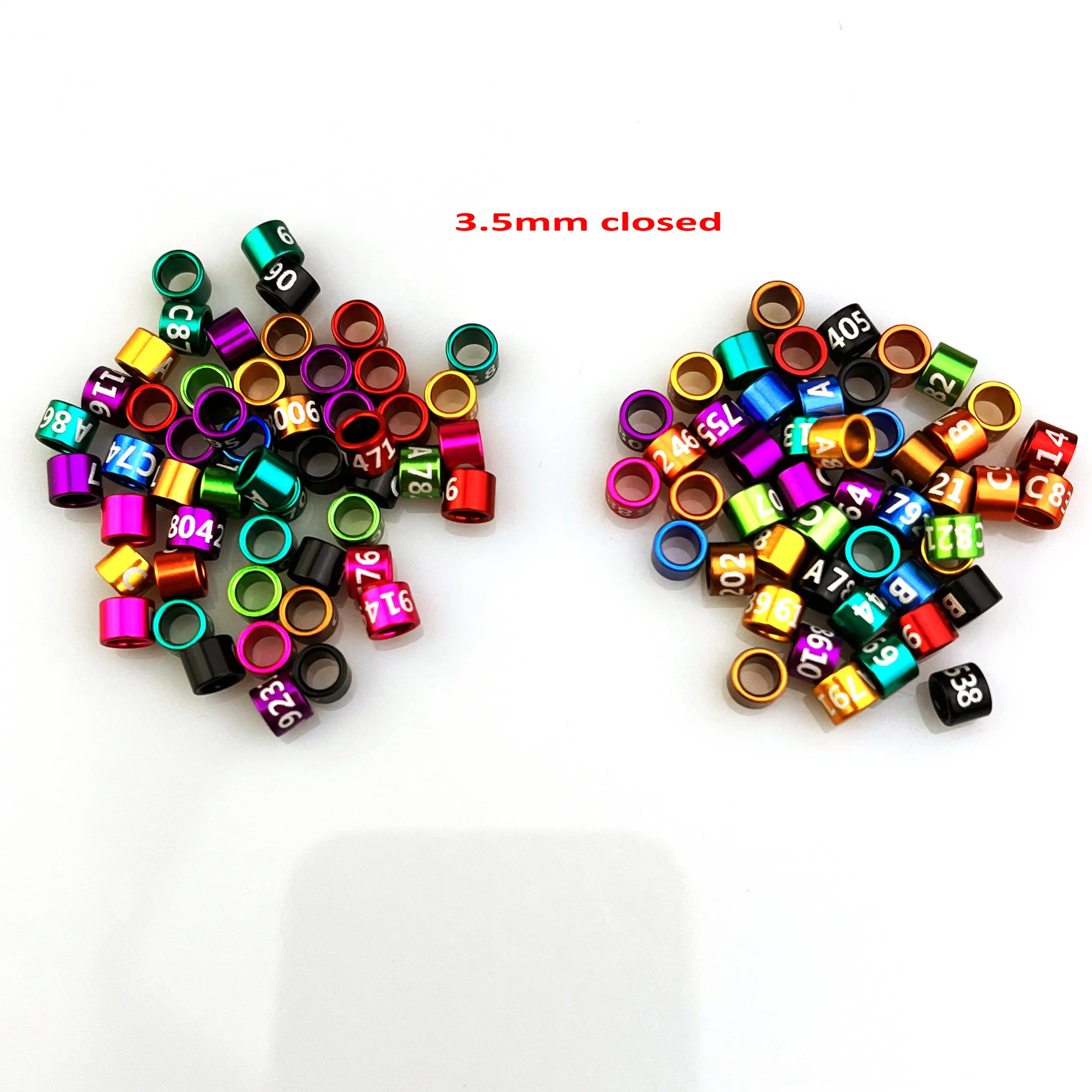 Aluminum Bird Leg Bands Closed Non-Custom Random-Character Color Mixture 3.5mm 25Pcs Lot