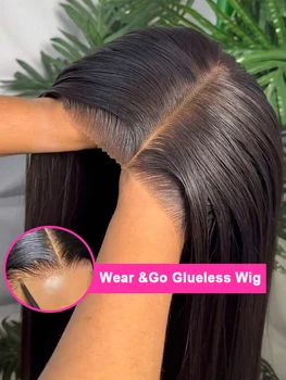12A Ready To Go Glueless Wigs Pre Cut 13x4 Straight Lace Front Wigs Human Hair HD Transparent 5x5 Lace Closure Wigs for Beginner 1