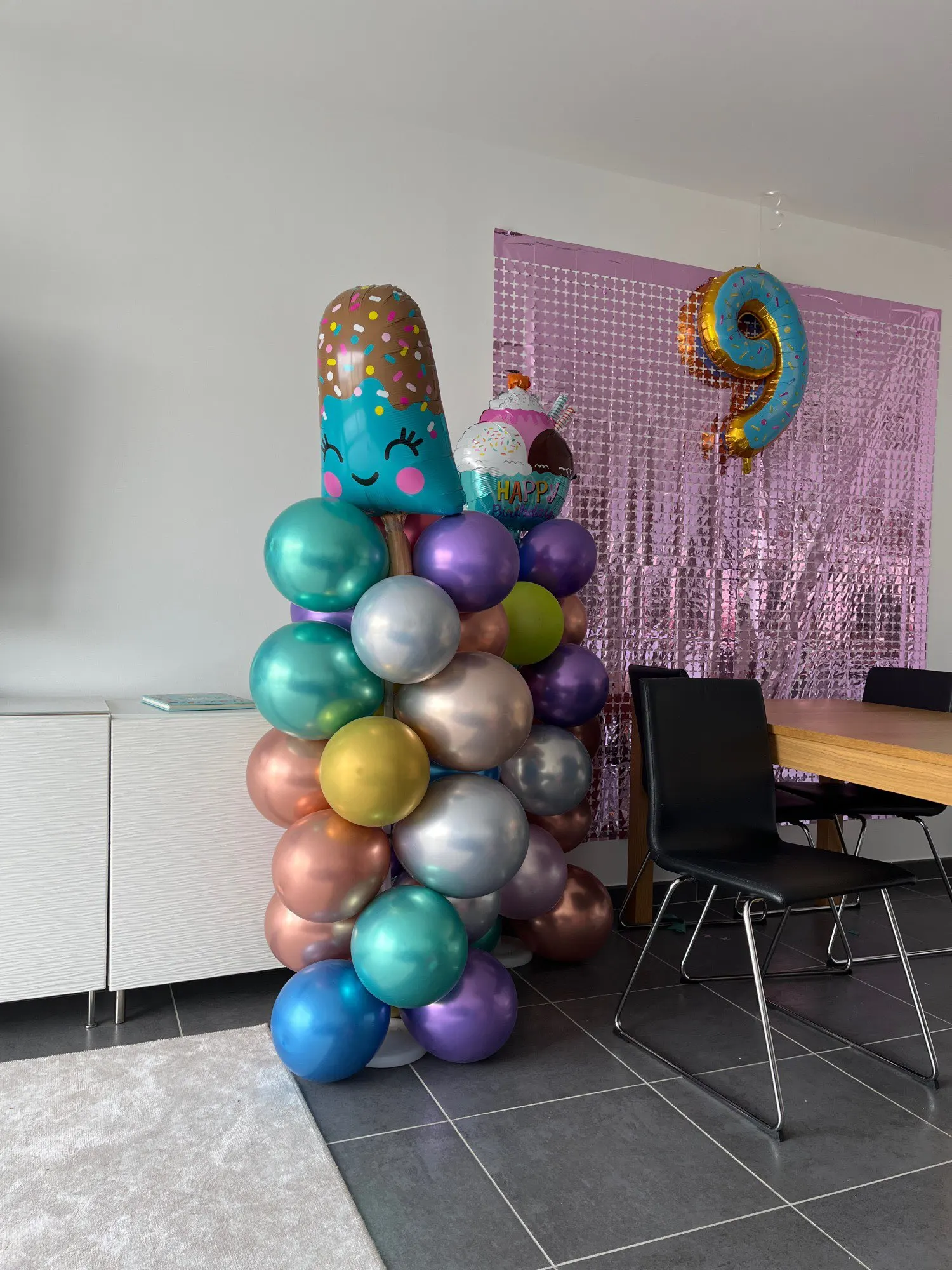 32Inch Donut Digital Foil Balloon Fruit Ice Cream Helium Balloon Birthday Party Decoration Kids Toy Sweet Digital Balloon Showe