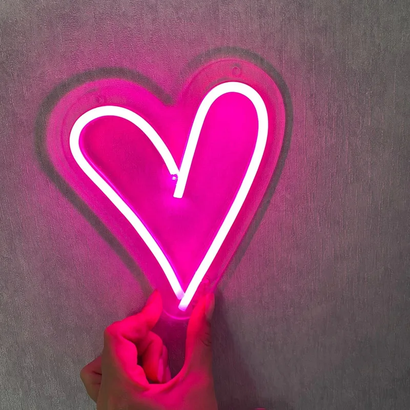 Heart Neon Sign Small Led Neon USB Light Home Room Wall Decoration Birthday Gift for Girlfriend Bedroom Decor Cute Night Light custom cute lovely neon light led sign home japanese anime art birthday gift cosplay party kawai room shop wall decor girl lamp