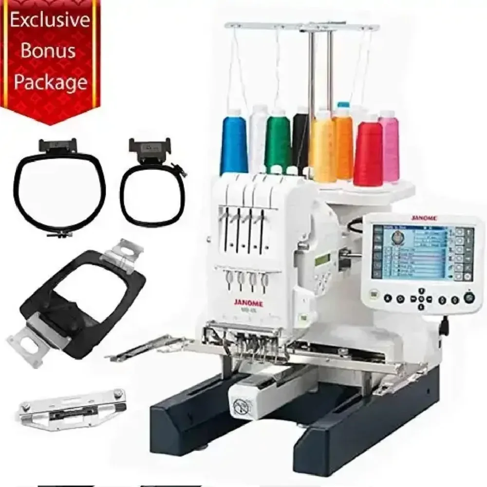 Discount MB-4Se Four Needle Embroidery Machine with Hat Hoop, Lettering Hoops, Embroidery Designs