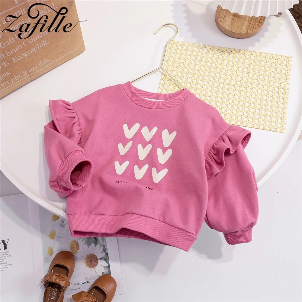 Zafille Spring Girls Hoodies Hearts Print Baby Clothes Valentine's Day Costume Kids Girls