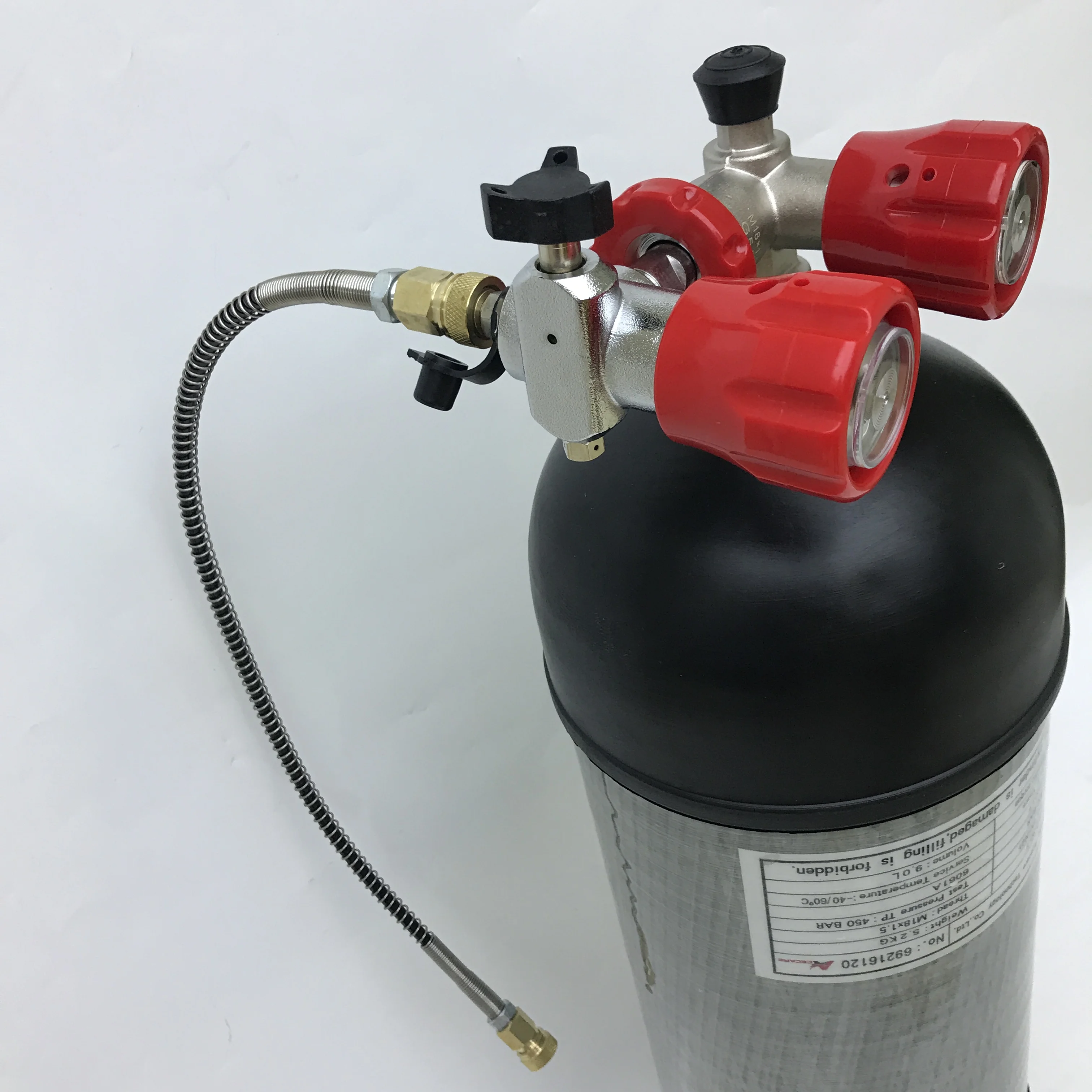 ACECARE 9L Scuba 4500psi Carbon Fiber Cylinder 300bar Hpa Diving Tank Rubber Boot Valve Filling Station SCBA Diving Firesafety