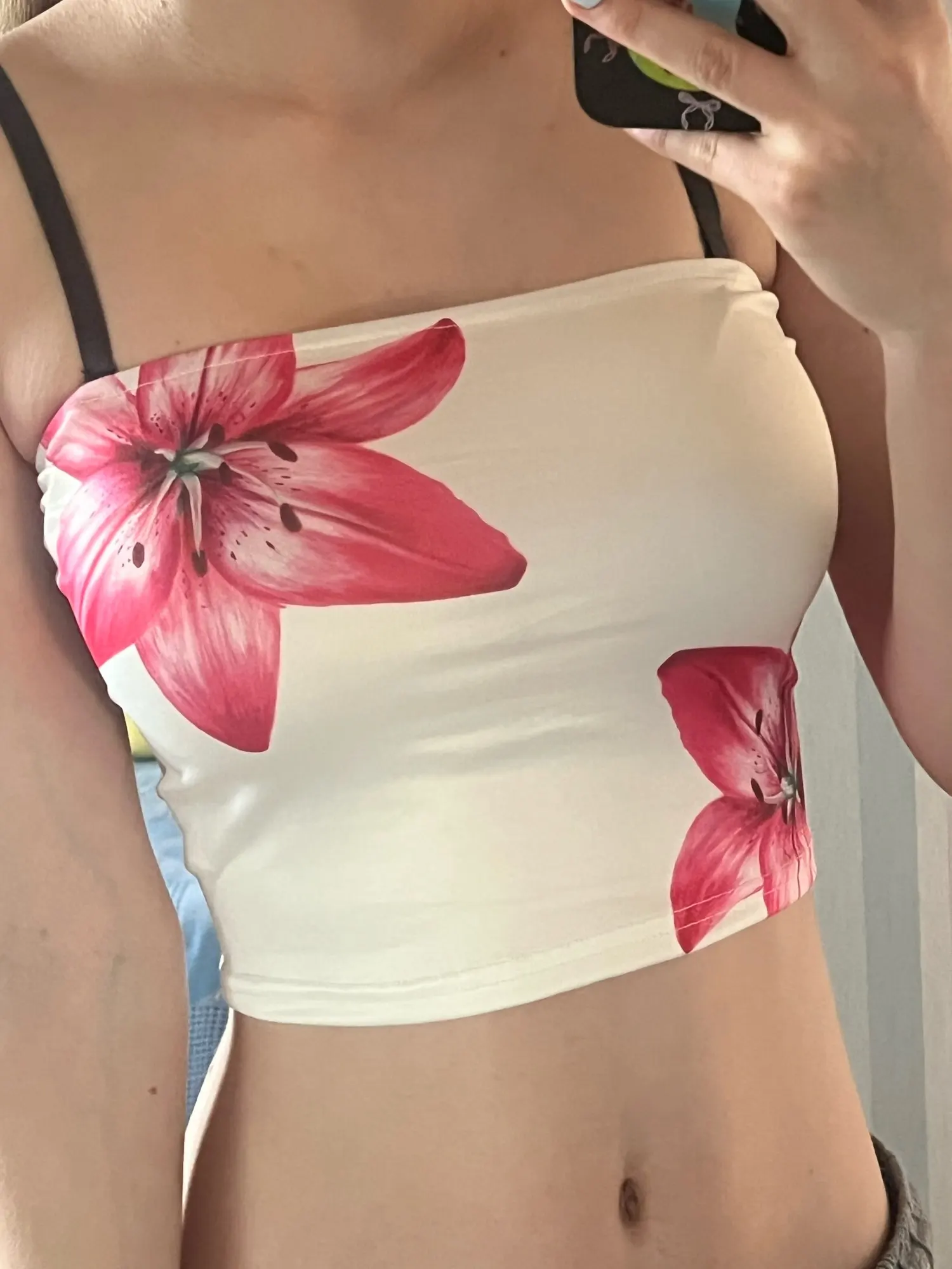Women's Floral Print Strapless Bandeau Tube Top photo review