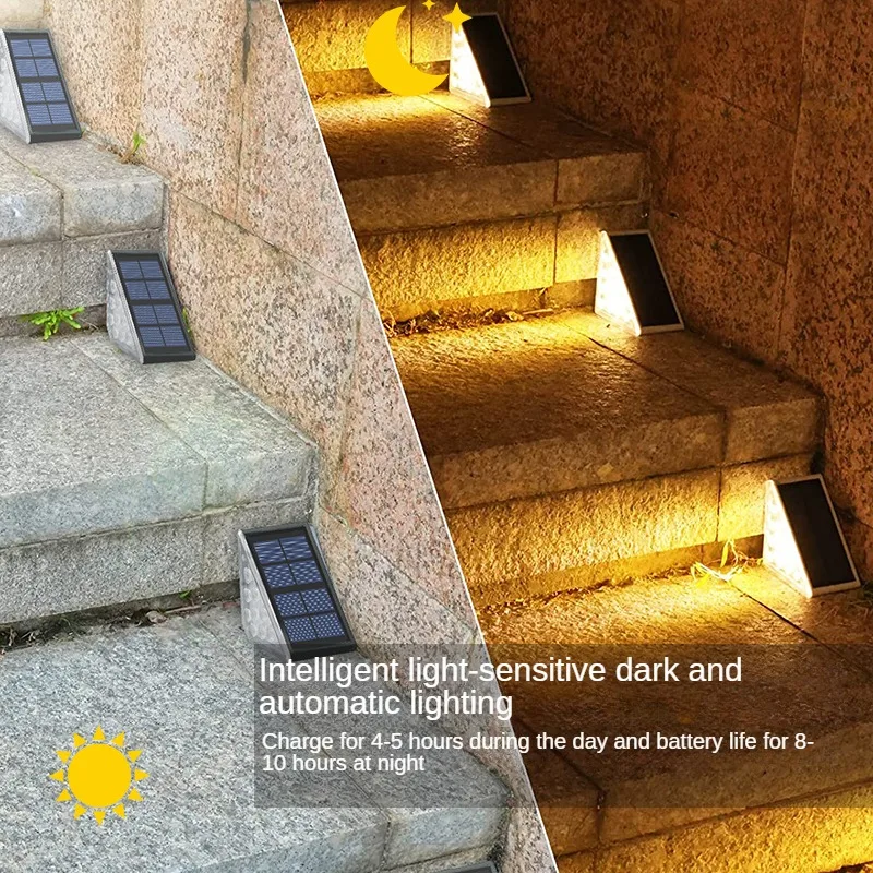 4/6pcs LED Solar Stair Light 3000K Waterproof Outdoor Garden Passage Courtyard Terrace Guardrail Step Light Landscape solar fairy lights solar pathway lights solar landscape lights solar lights solar stair lights garden lights