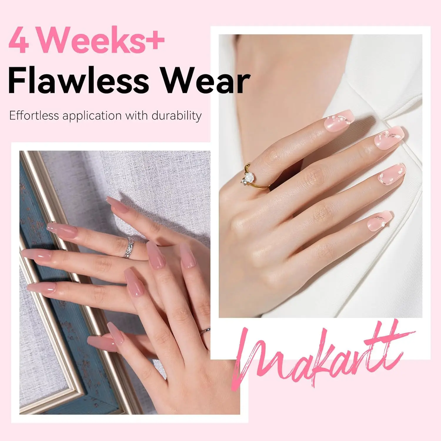 Makartt 500 stücke Sarg falsche Nagels pitzen klares Gel x Spitzen volle Abdeckung Acryl natürliche künstliche Nägel Ballerina Nägel drücken auf Nägel – Detail 4