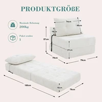 Складной матрас Urban Luxe, напольный диван, складной матрас, раскладной диван, напольный диван, с подушкой и спинкой, синель, бежевый — изображение 6