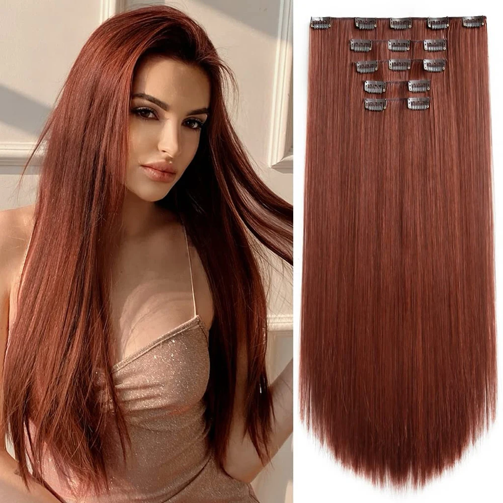 Clip in hair extension long natural fake hair accessories extensions for women with clips in