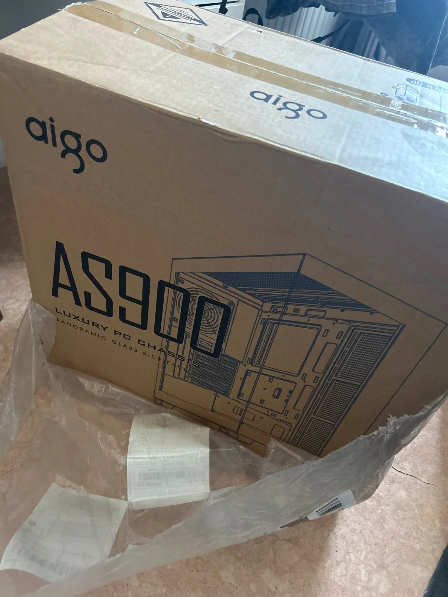 Aigo AS900 PC Case 270° Panoramic Design ATX M-ATX ITX Sea View Room Side Transparent Desktop Chassis Diy Gaming Computer Case photo review