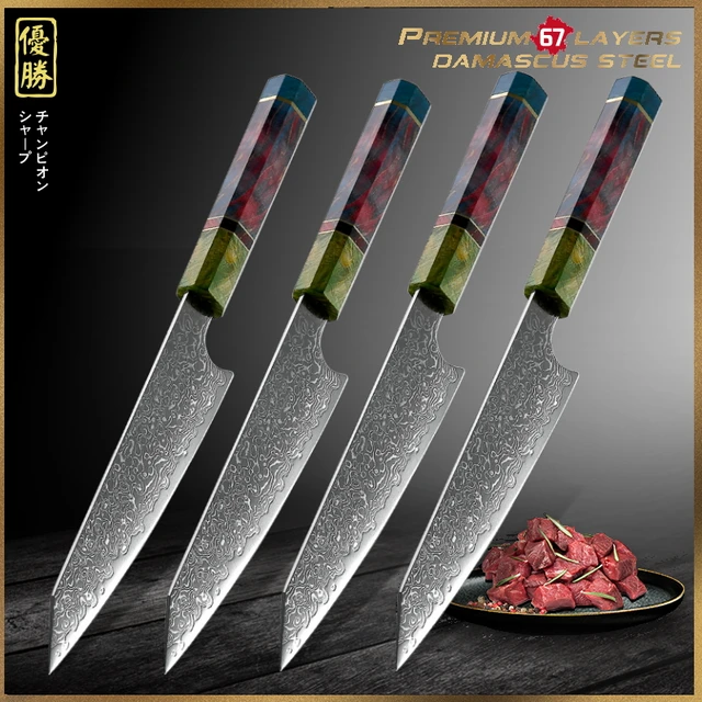 Handmade Damascus Kitchen Chef Knife Set, Cooking Knife Set With