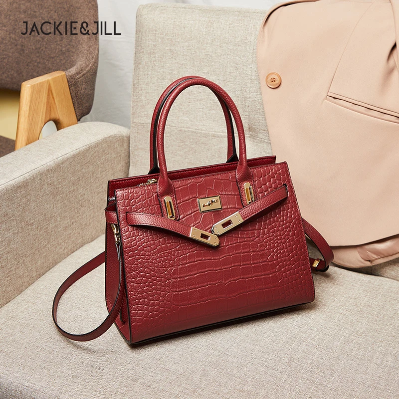 Jackie&Jill New Women'S Bags Fashion Crocodile Embossed Cowhide Material Ladies Handbag Tote Bag Handbag