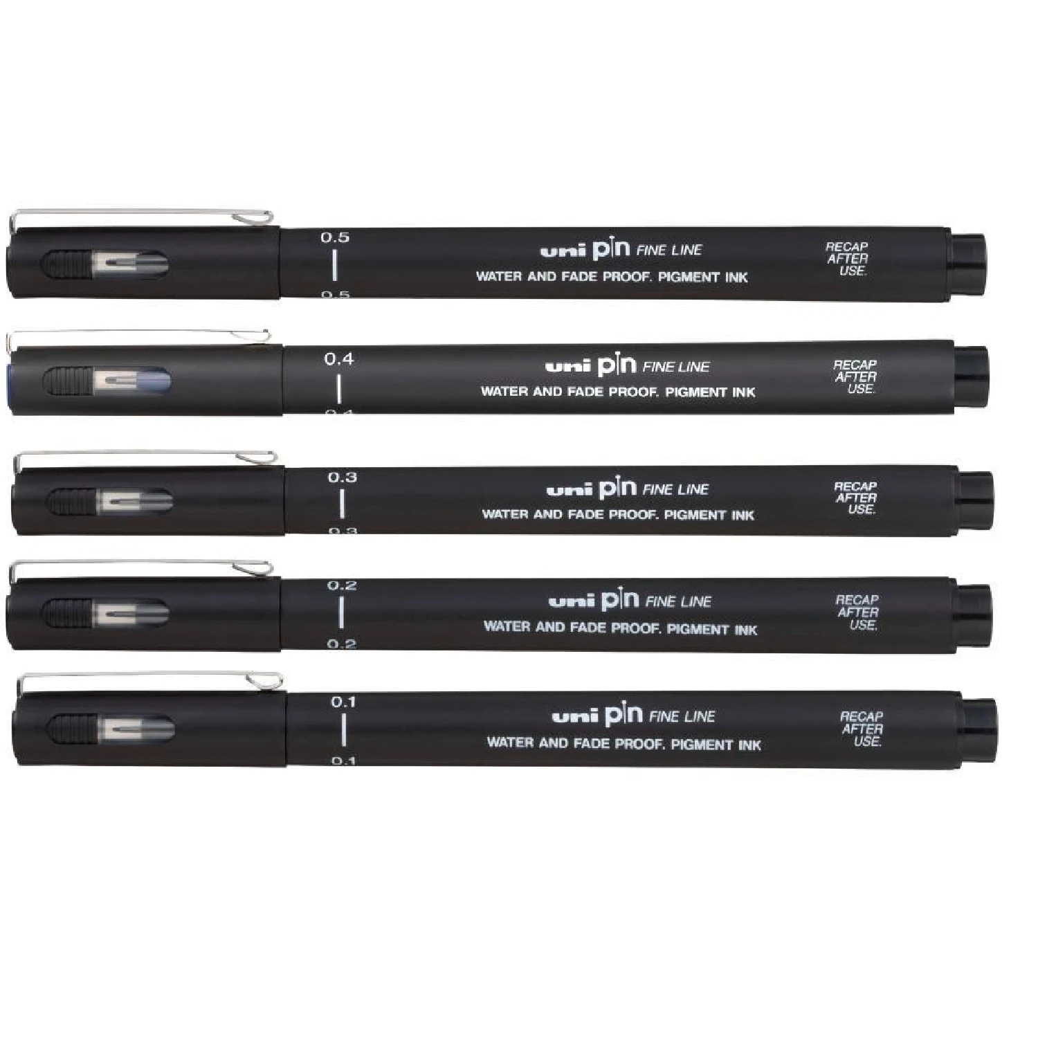 Fineliner Uni Pin 3 Pack (0.1, 0.3, 0.5) - Black