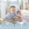 4PC/Set Baby Feeding Set Silicone Shallow Tray Baby Silicone Tableware Toddler Eating Utensil With Suction Cup Silicone Baby Bib 5