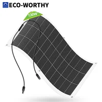 Panneau solaire monocristallin flexible ECO-WORTHY, 130 W, 12 V, avec câble de charge pour camping-cars, voitures, bateaux, batteries 12 V 1