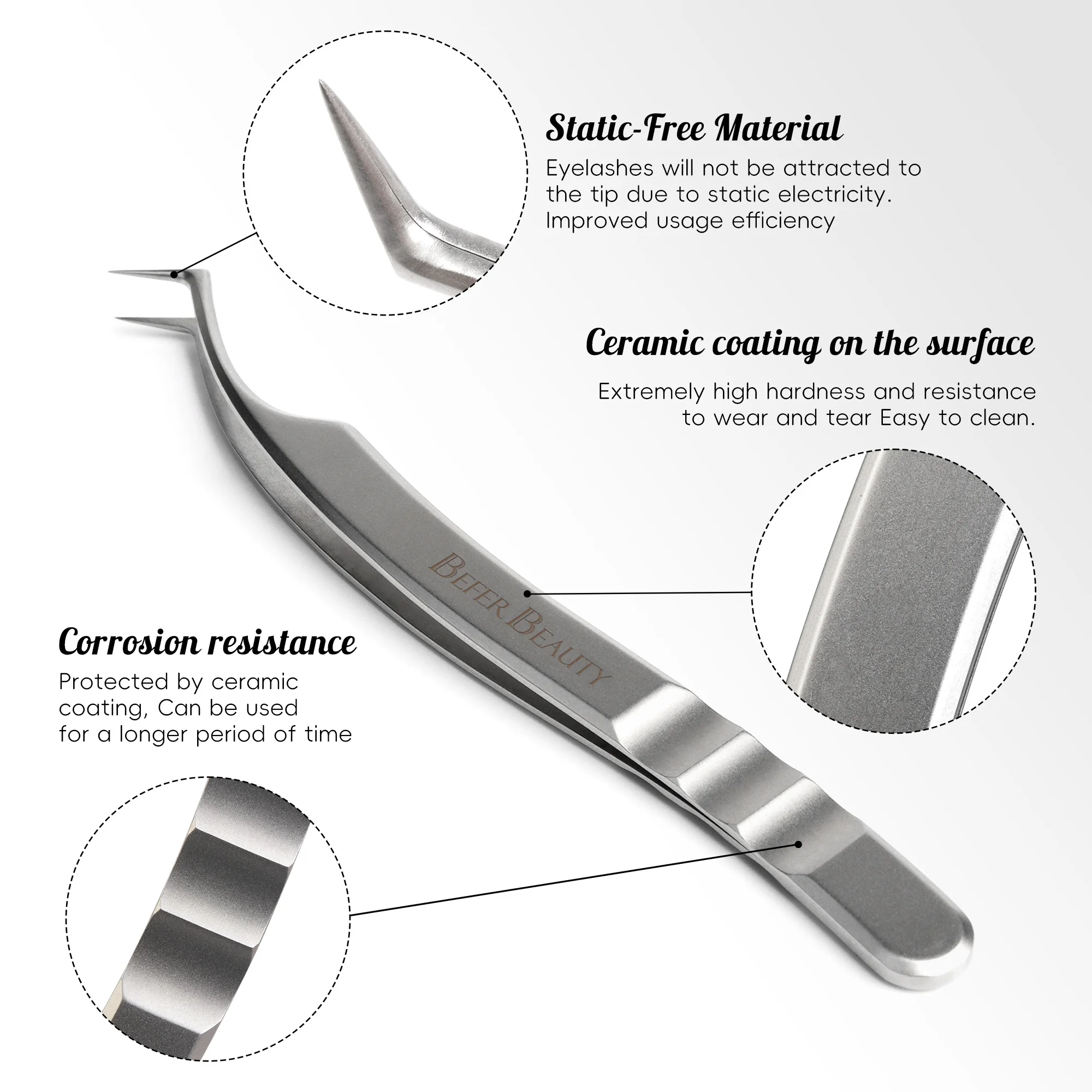 Anti-Static Tweezers Eyelash Extension Professional High Precision Volume Tweezer Stainless Steel Tweezers Antislip Makeup Tool 2