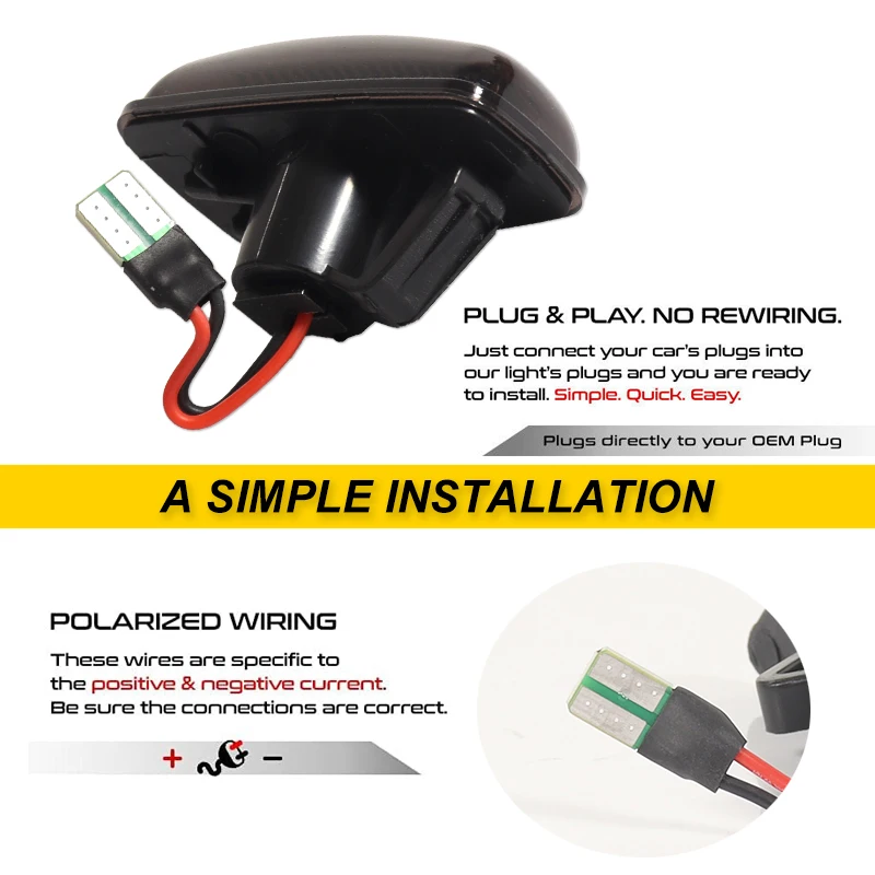 2Pcs Dynamic Side Marker Light Turn Signal Lamp LED Flashing For Peugeot 306 106