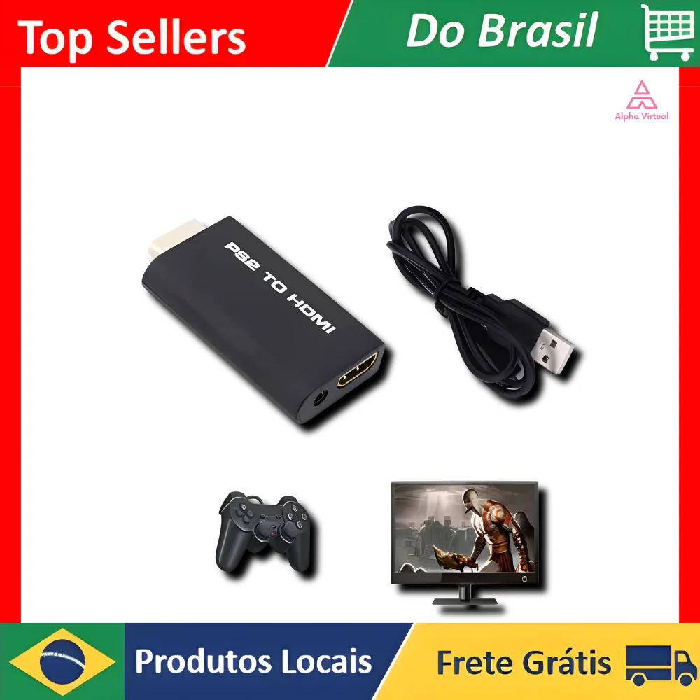 Adaptador Com Cabo PS2 para HDMI 4K Extensor de cabo de extensão Conversor de Cabo Adaptador ADT-020
