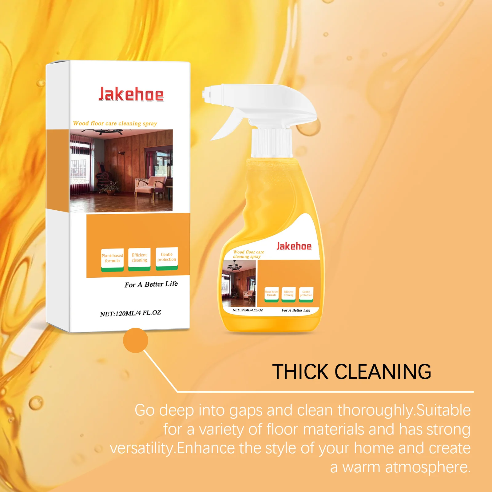 Jakehoe Beeswax Floor Cleaner Spray Cleaning Dirts Lasting Protect Restoring Original Color Enhance Gloss Wood Floor Care Spray