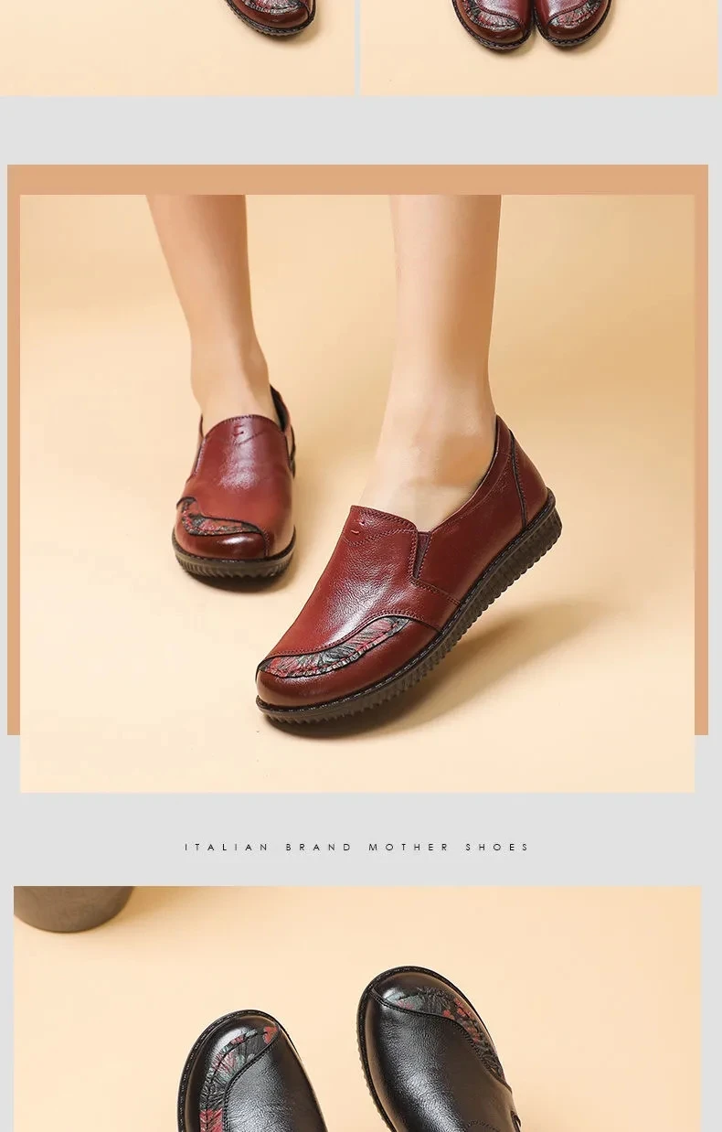 Luxus Bequeme Mama Schuhe frauen Müßiggänger Ballerinas Ältere Frau Echt Leder Mokassins Mom Vintage Schuhe Ohne Absätze – Detail 19