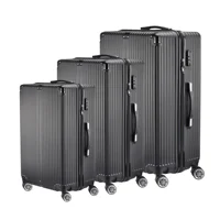 Rosahqnda Ensemble de valises à roulettes 3 pièces 4 roues universelles Étui de verrouillage ABS Manchon rigide Rangement de voyage 5