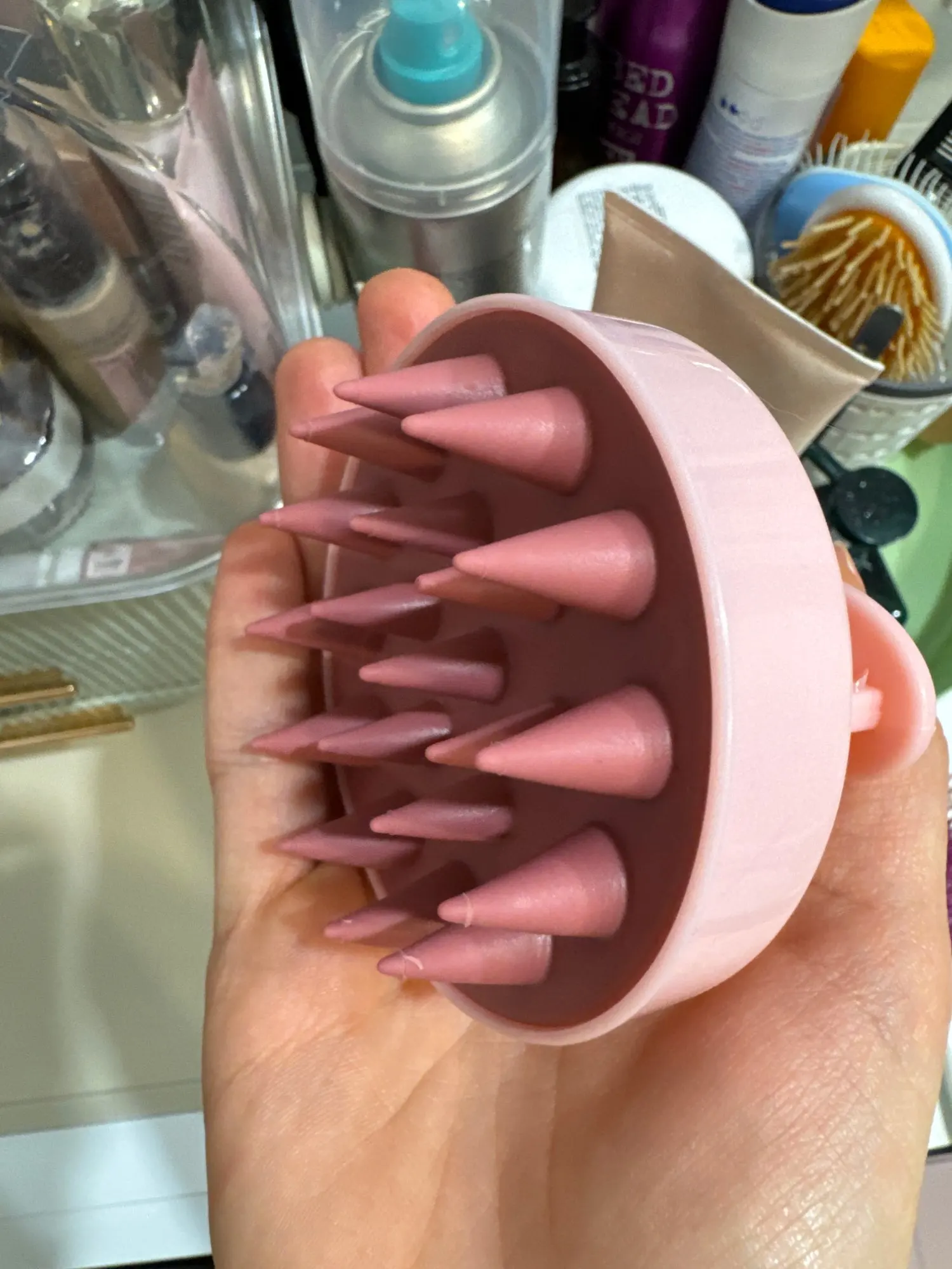1pc Silikon Shampoo Pinsel Kopf Kopfhaut Massage Kamm Haar Waschen Kämme Bad Dusche Körper Massage Pinsel Salon Friseur Werkzeuge photo review