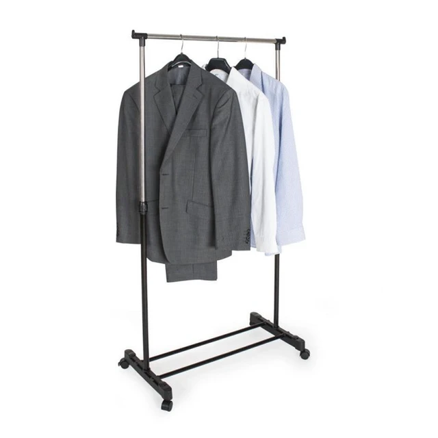 Perchero extensible con ruedas, Altura regulable – Burro ropa con estante, Doble un estante