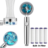 360 Degrees Rotation Turbo Fan Shower Head High Pressure Water Saving Spray Adjustable Showerhead Filters Bathroom Accessories 1