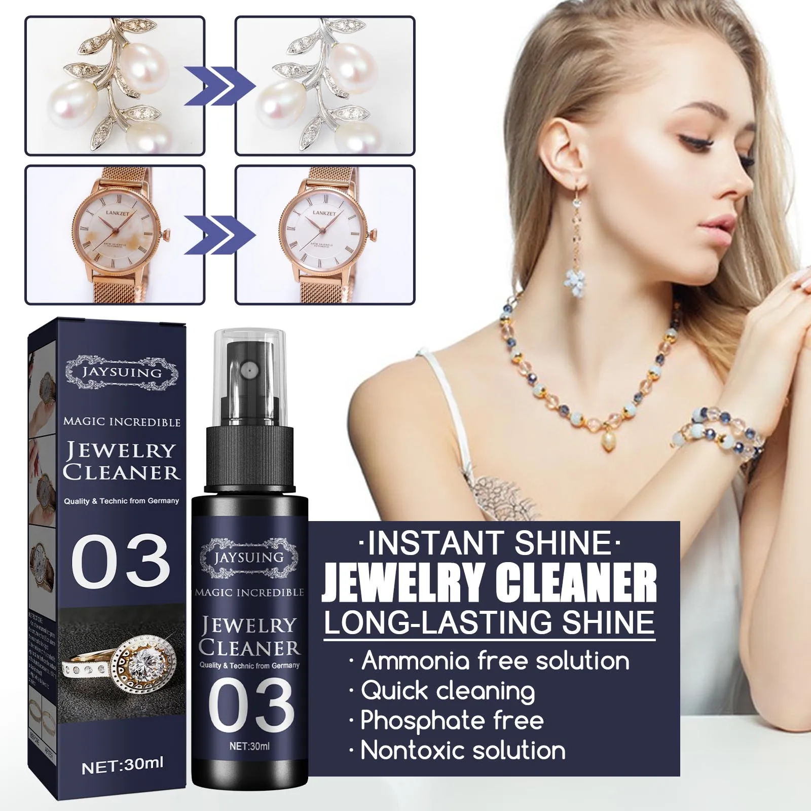 Jewelry Polish Cleaning Spray for Diamond Silver Gold