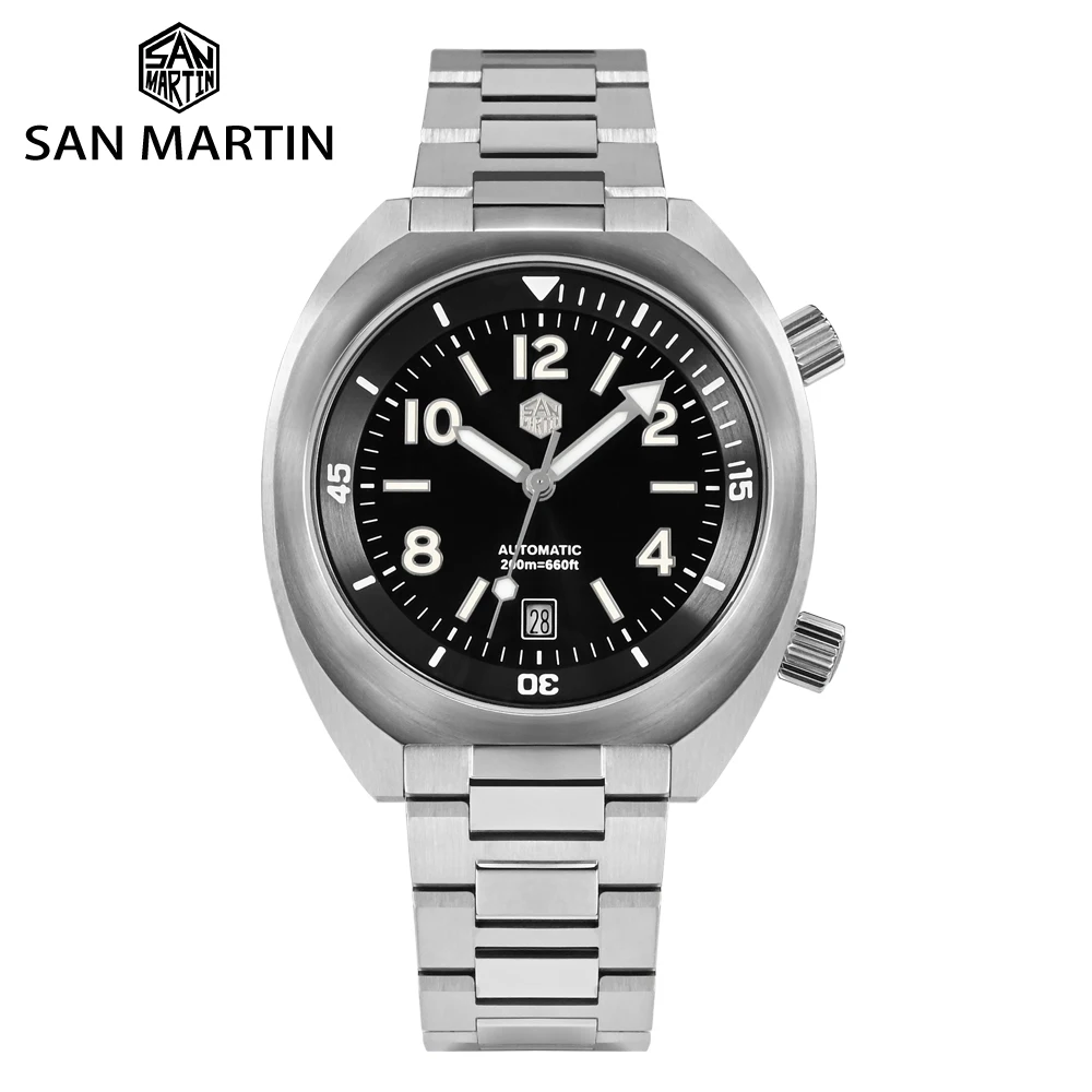 San Martin Men Diving Watch Yn55 Button Control Bidirezionale Turn Chapter Ring Automatico Zaffiro Meccanico Impermeabile 200M