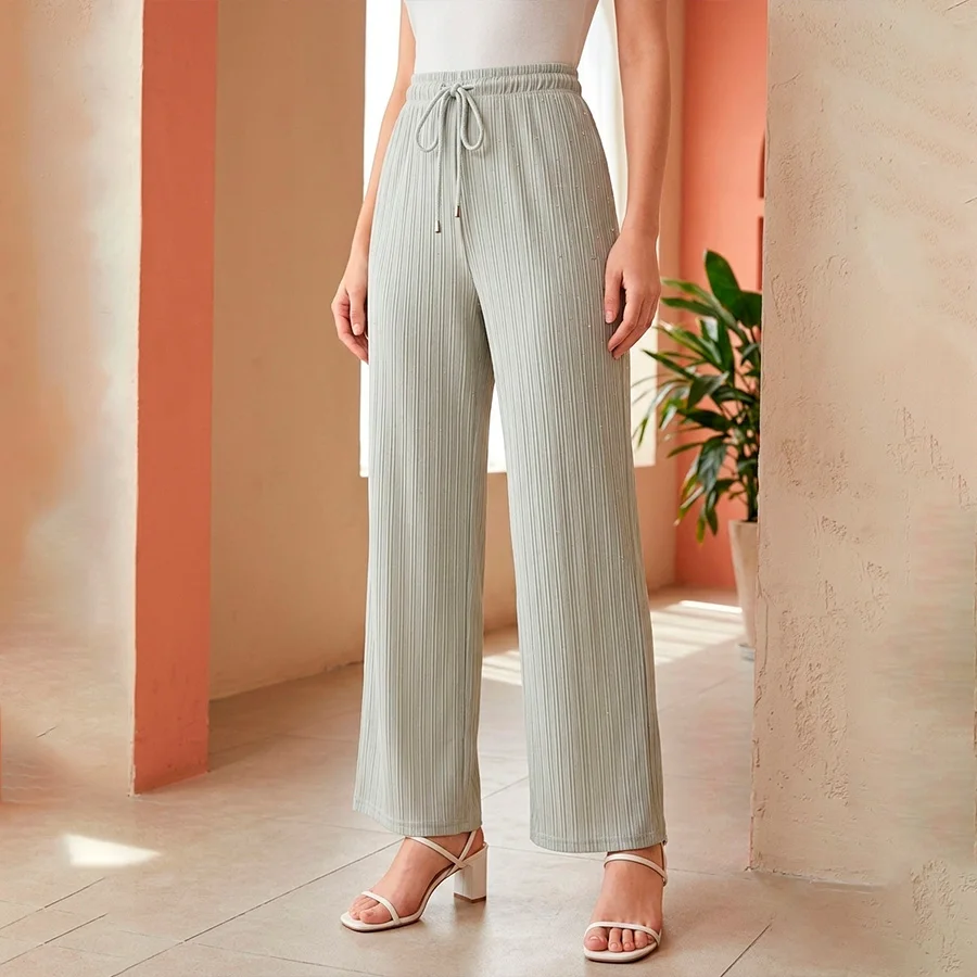 Pantalón Lounge de Pierna Ancha con Ajuste de Cordón