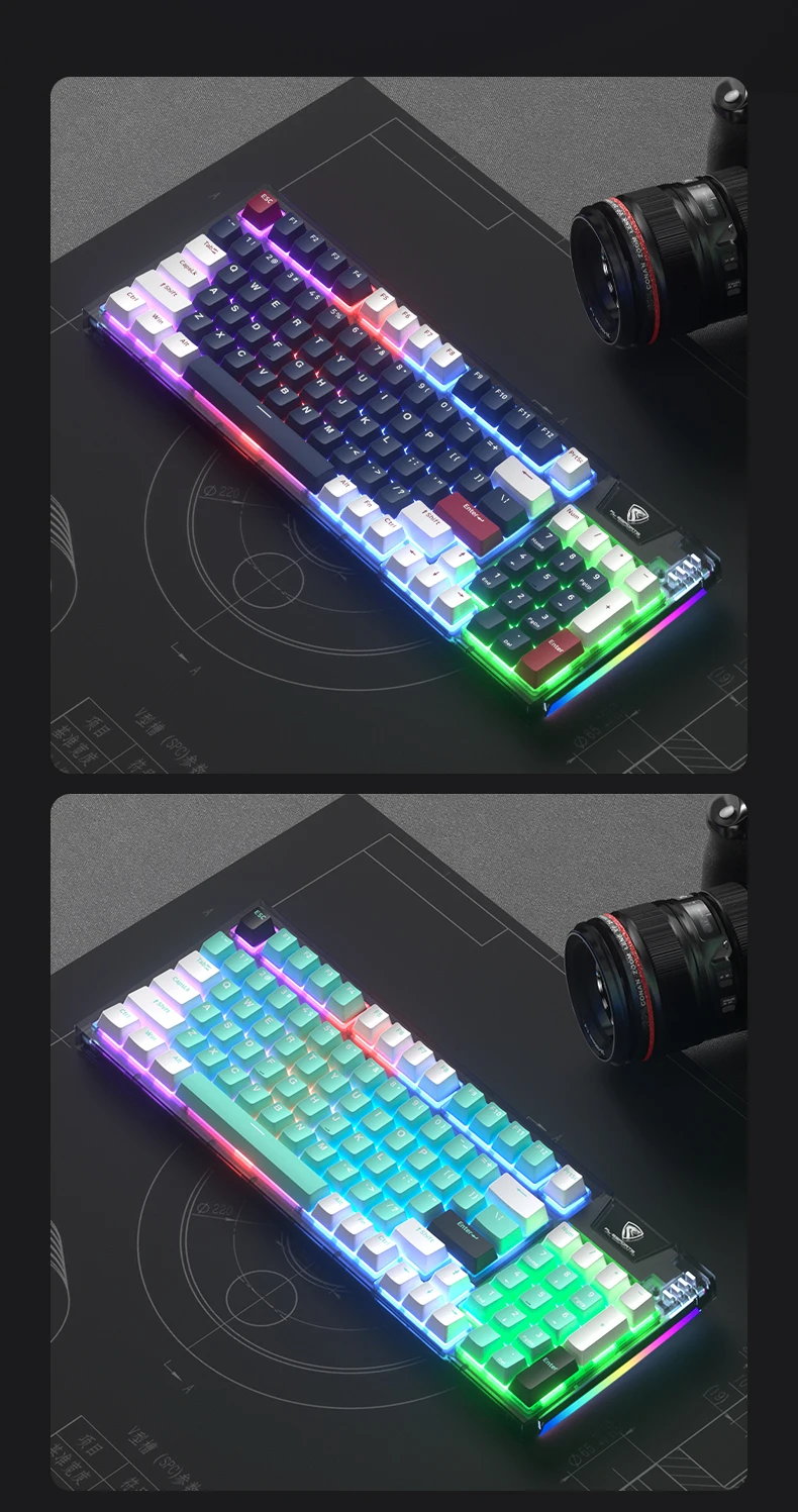FL·ESPORTS GUANGMO X5 Pro Gaming Mechanical Keyboard Optical Switch Hot Swappable 95-Key RGB Wired Keyboard for Gamer PC Laptop