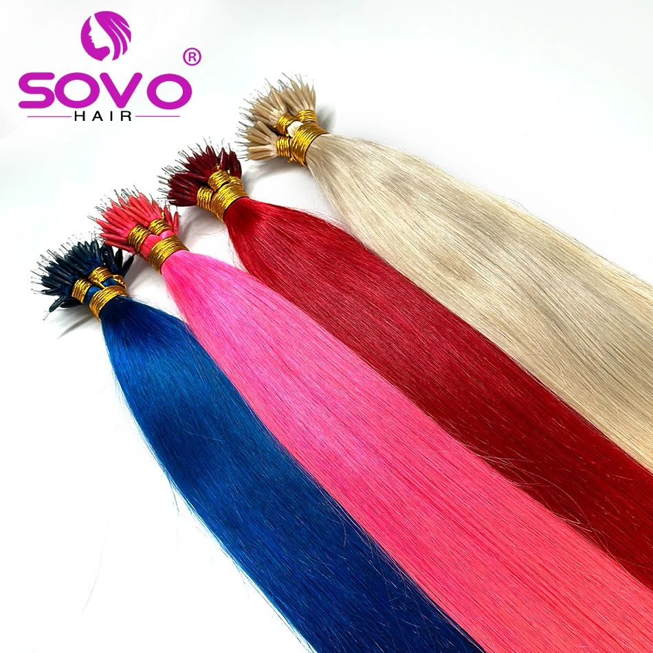 Nano Rings Micro Links Human Hair Extensions Natural Blonde Micro Bead Loop Pre Bonded Remy European Straight Hair 50/100Strands human hair extensions