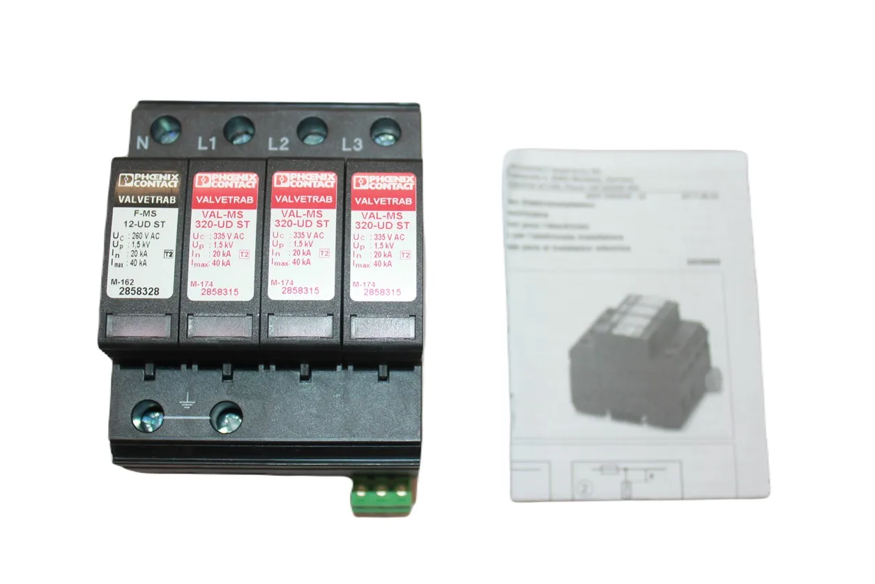 

Phoenix Contact VAL-MS 320/3+1-FM-UD Surge Arrester; 335VAC; 80A; 2856689