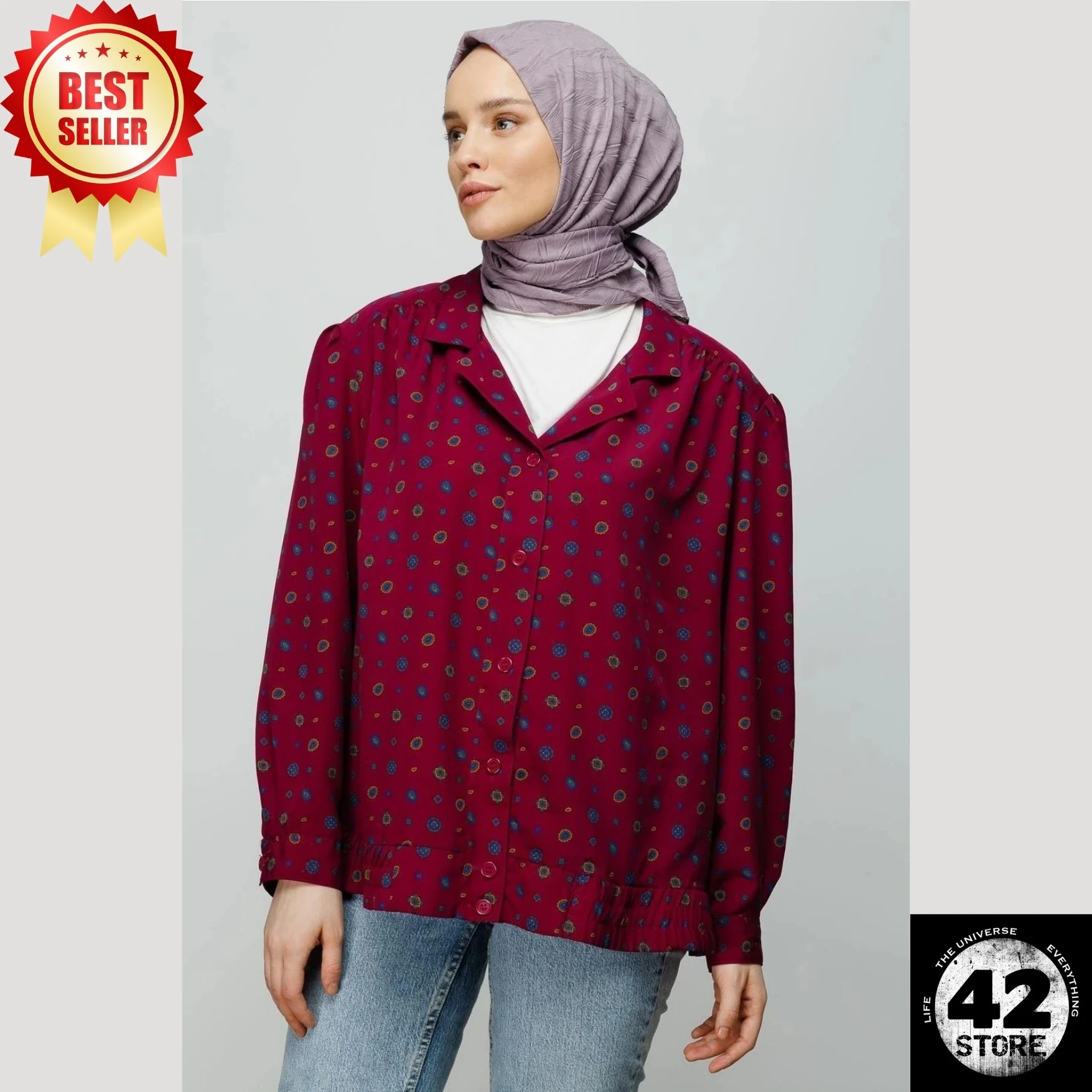 No Ironing Required, Can Be Used Without A Cap, Comfortable, Trendy Pleated Lavender Colored Bamboo Scarf