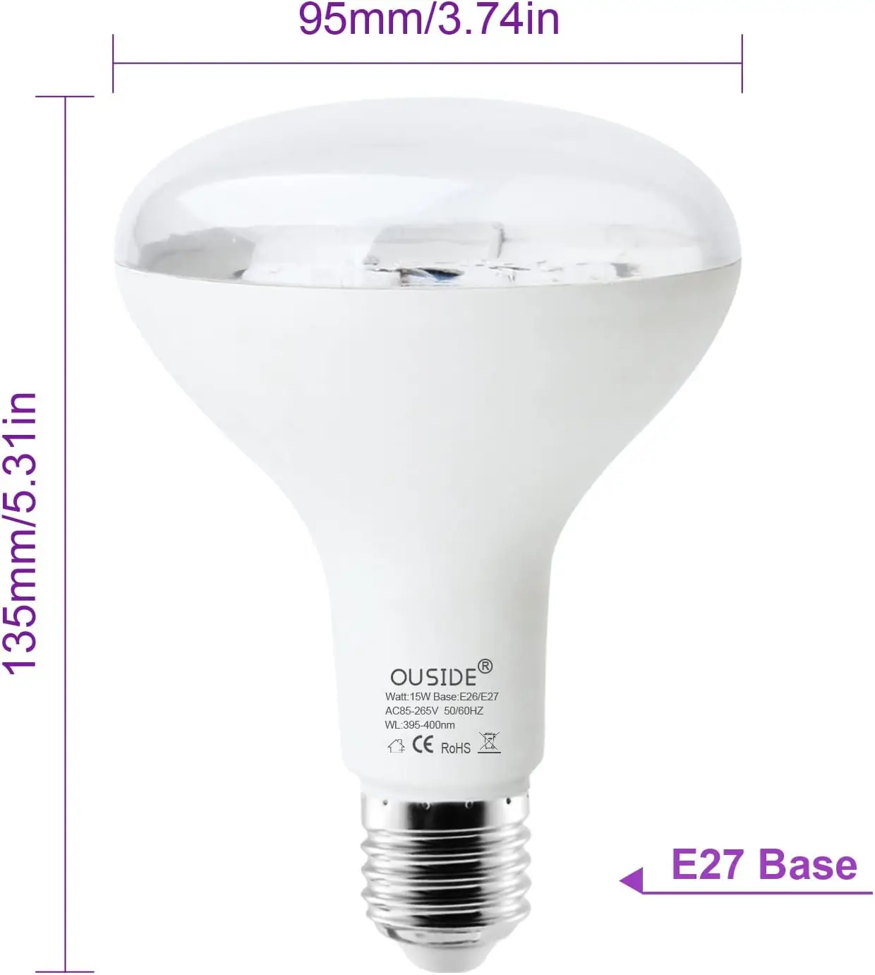 15W UV Purple LED Light Bulb E27/26 395-400nm Purple Lighting party painted fluorescent poster atmospheric decorative light black light bulbs