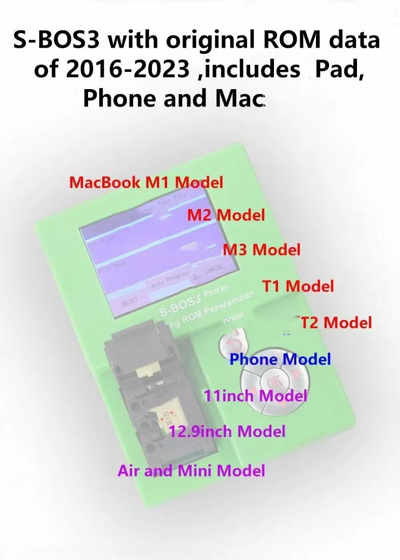 소픽스 S-BOS3 USBC 충전 ROM 프로그래머 맥북 패드 폰 2016-2013 CD3215 CD3217 ROM 데이터 쓰기 수리 도구