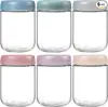6-Pack 16 oz Overnight Oats Containers with Lids, Glass Jars with Airtight Lids, Wide Mouth Mason Salad Jars, Ideal for Snacks, 1