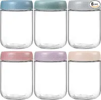 6-Pack 16 oz Overnight Oats Containers with Lids, Glass Jars with Airtight Lids, Wide Mouth Mason Salad Jars, Ideal for Snacks, 1