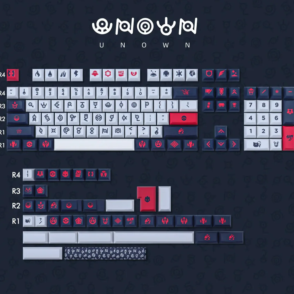 Pbt Unown Keycaps Conjunto para Gamer Mecânica Teclado Mecânico Dye-sub Perfil Cereja Gk61 Anne Pro Tm680 Jwk Switches - Imagem 4