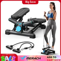 MERACH Mini Stepper for Exercise Twist Stair Stepper 330LBS Capacity Stepper Exercise Equipment with Resistance Band for Fitness