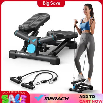 MERACH Mini Stepper per esercizi Twist Stair Stepper Capacità 330LBS Attrezzatura con fasce di resistenza Allenamento completo del corpo a casa