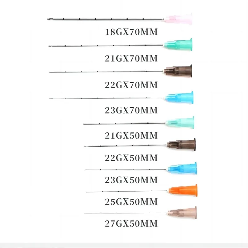 50PCS Micro Tip Blunt Cannula Filler 18G 20G 21G 22G 25G 27G 30G 25/38/50/70mm Disposable Sterile Syringe Needle