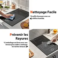 Cooksir Plaque Induction 2 Feux avec Prise, Plaque de Cuisson électrique Encastrable 30CM, 3500W, Deux Commandes Tactiles avec Curseur Ronds, Zone Flexible Combinée Grill, Fiche 240V 6